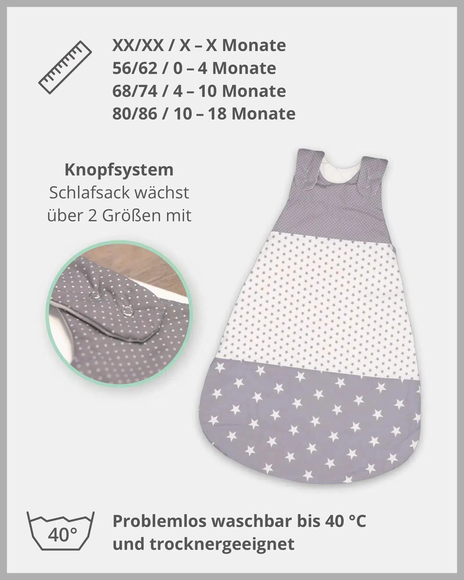 Baby Schlafsack GRAUE STERNE-ULLENBOOM-ULLENBOOM Baby