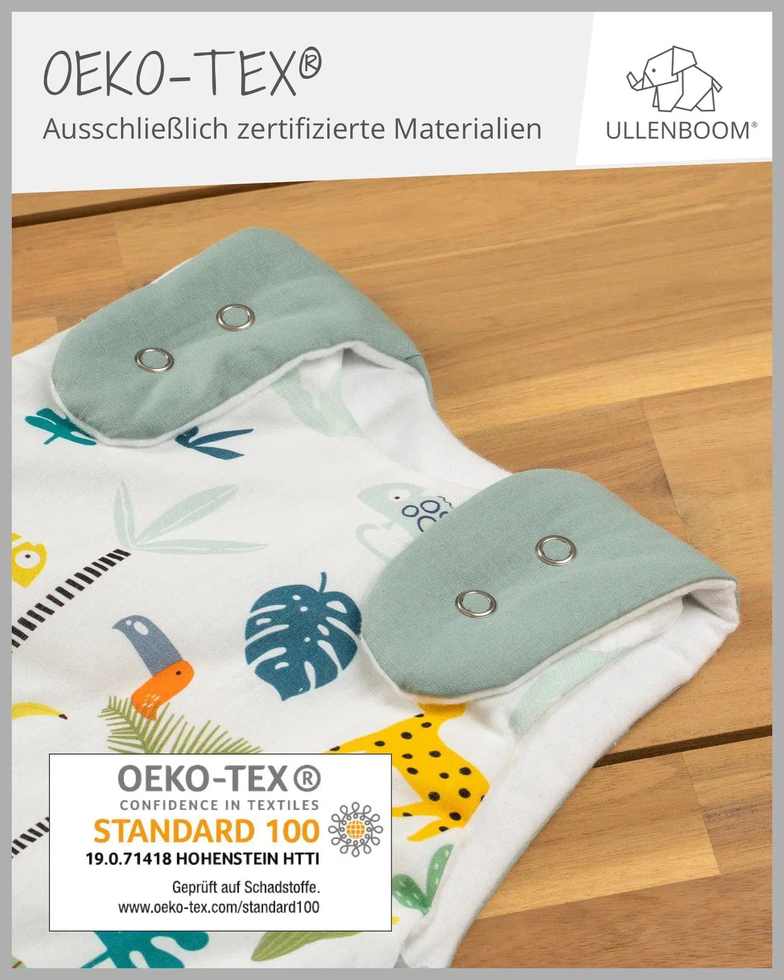 Baby Schlafsack Waffelpiqué Motiv SALBEIGRÜN REGENWALD-ULLENBOOM-0-4 Monate | 56-62 cm-ULLENBOOM Baby