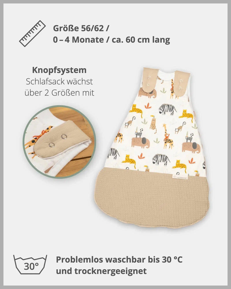 Schlafsack SAND SAVANNE-ULLENBOOM Baby-0-4 Monate | 56-62 cm-ULLENBOOM Baby