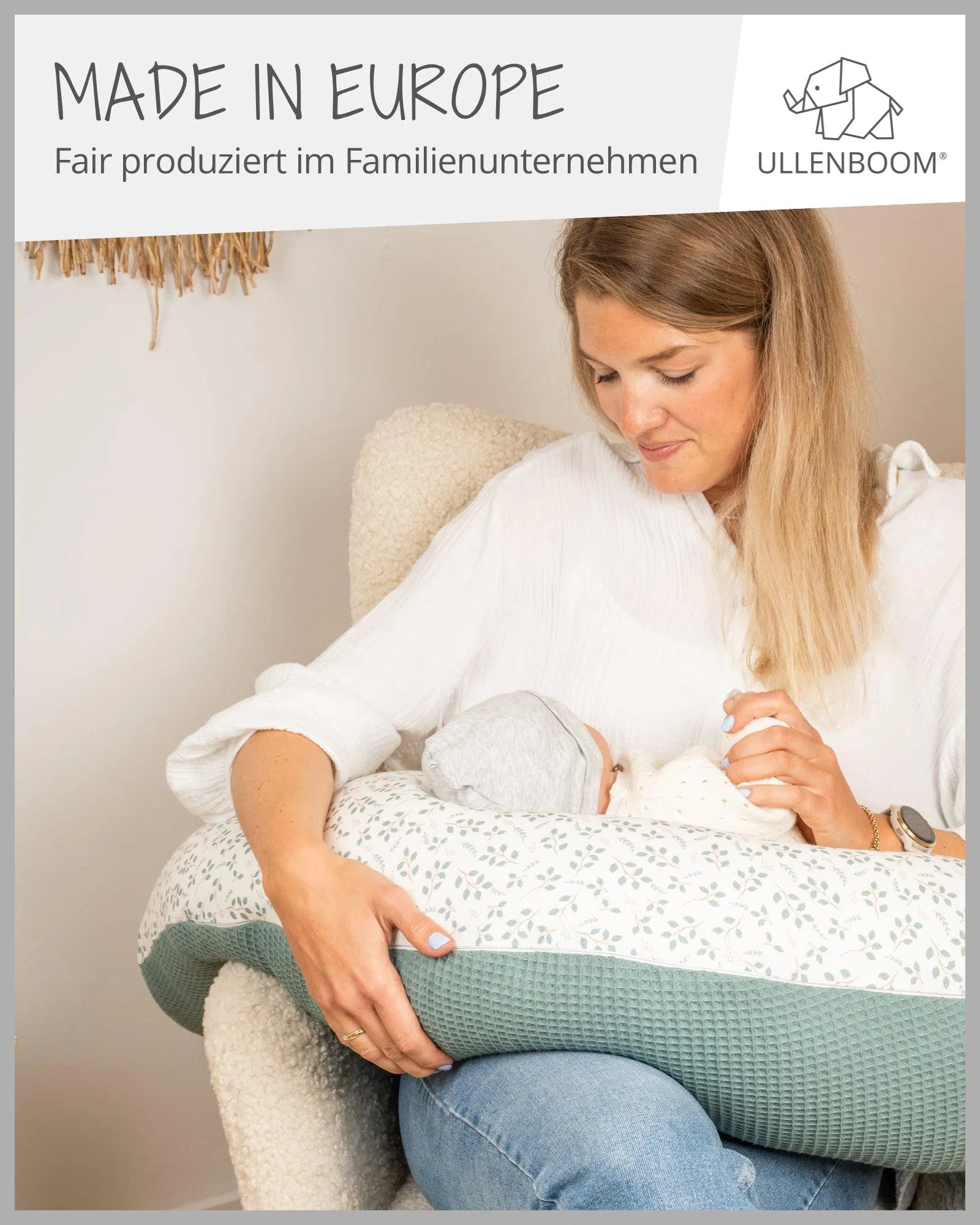 Stillkissen Waffelpiqué Motiv FLORAL GRÜN-ULLENBOOM-ULLENBOOM Baby