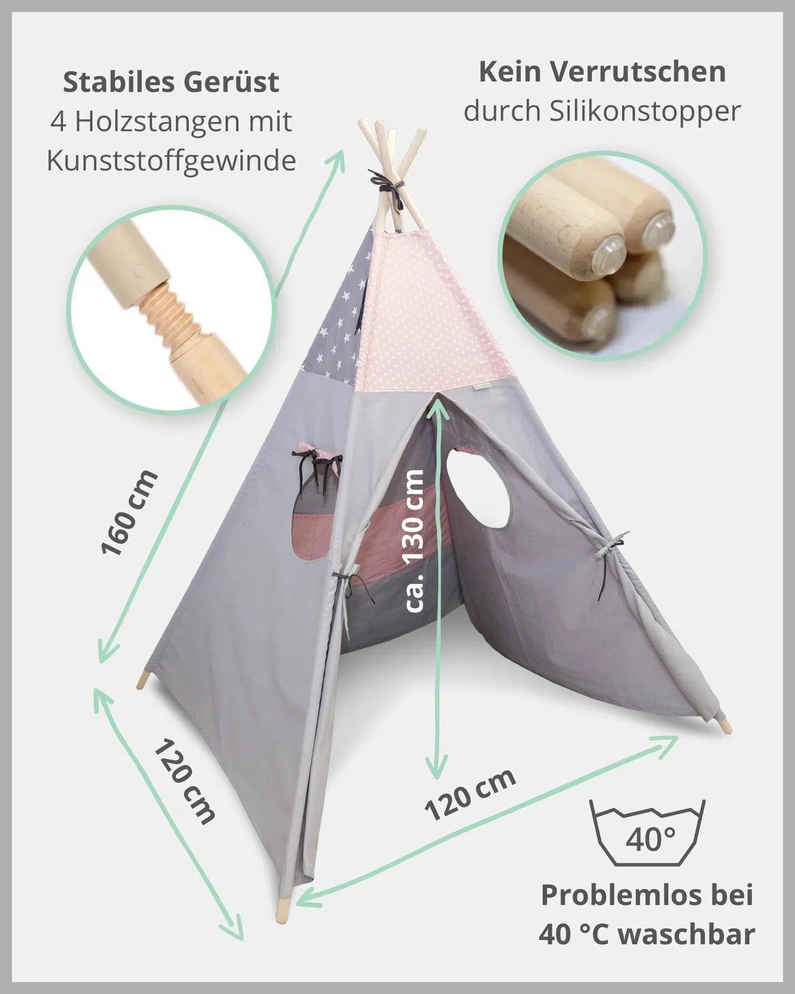 Tipi ROSA GRAU-ULLENBOOM-ULLENBOOM Baby