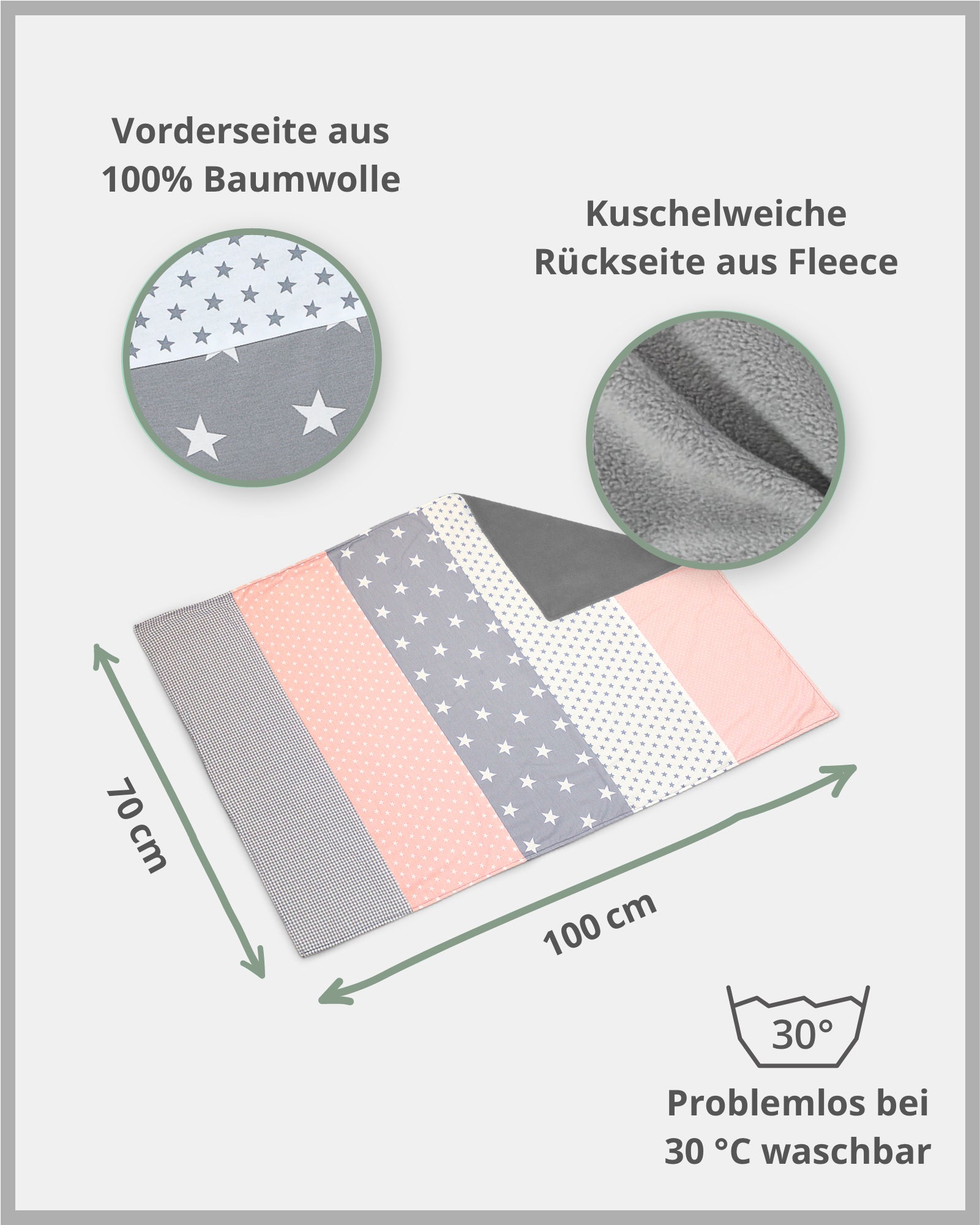 Babydecke Rosa Grau