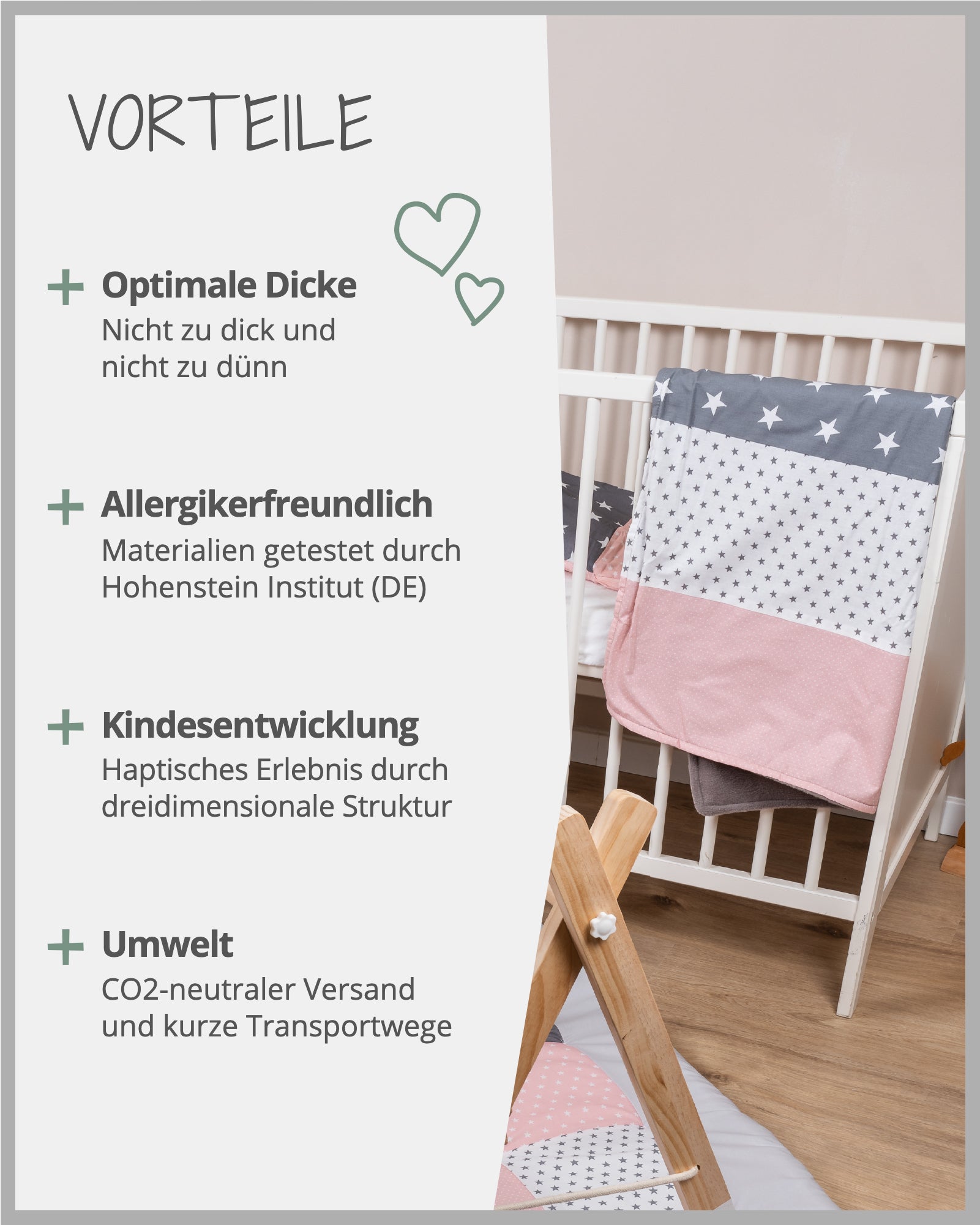 Babydecke Rosa Grau