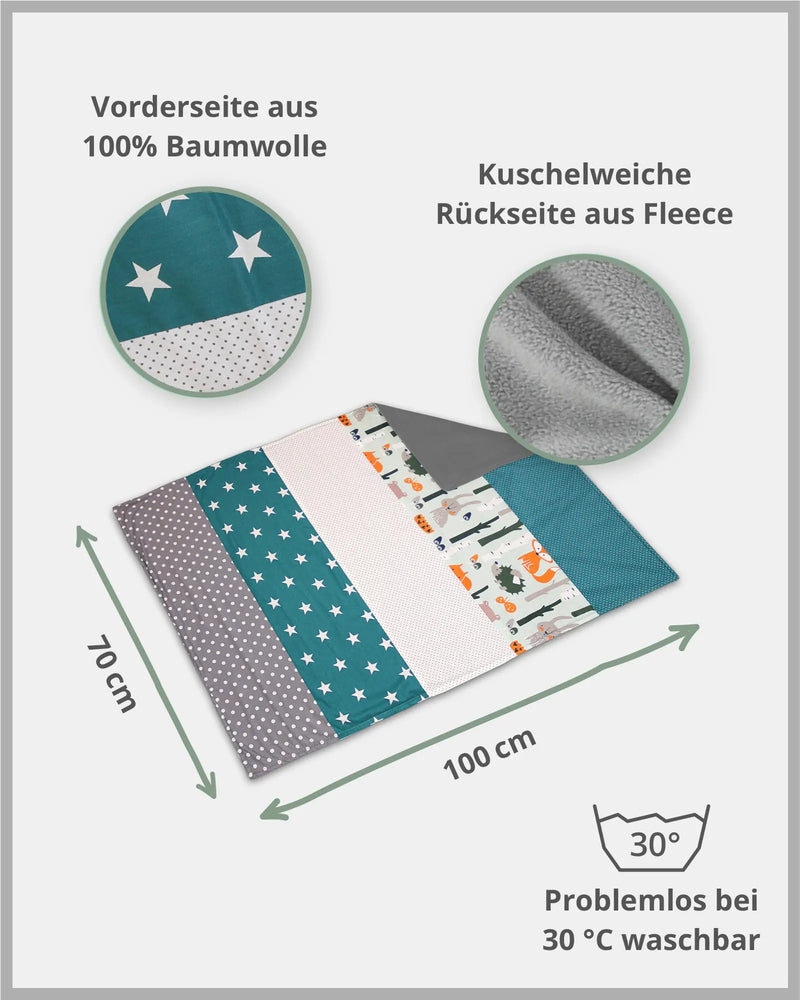 Babydecke Waldtiere Petrol-ULLENBOOM Baby