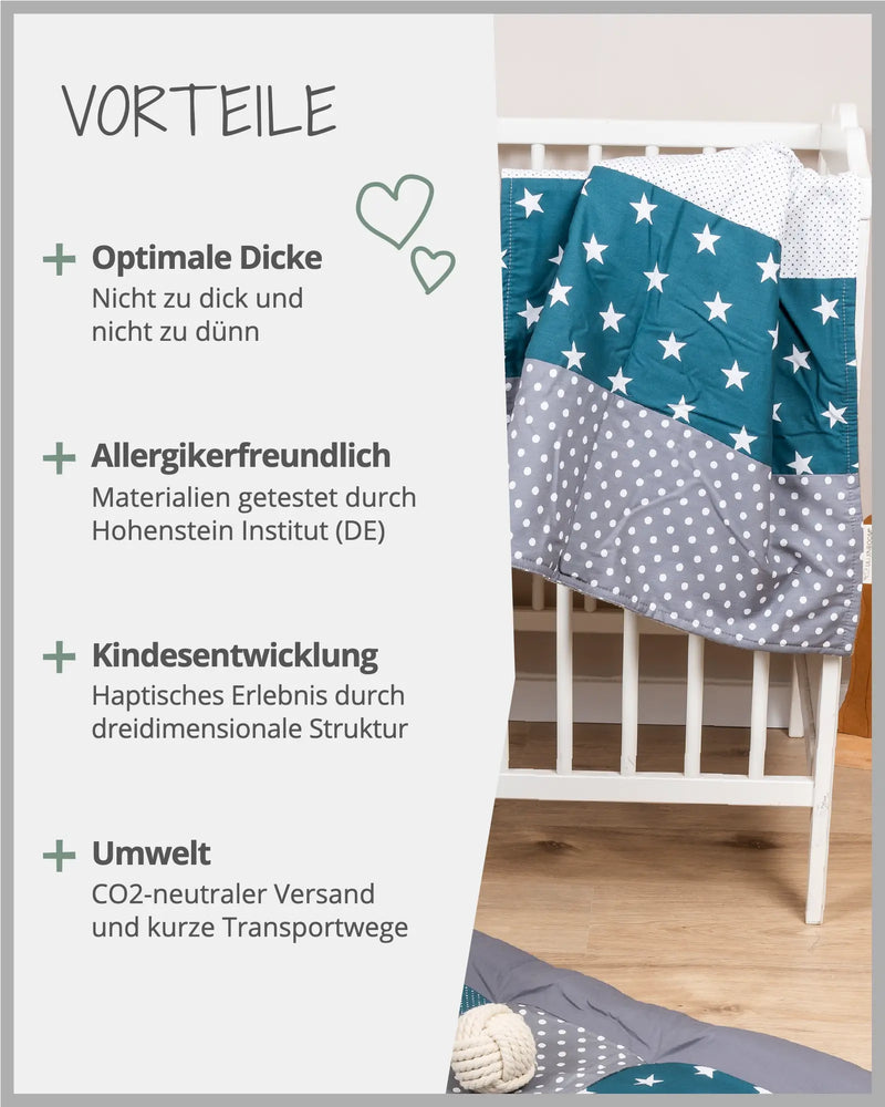 Babydecke Waldtiere Petrol-ULLENBOOM Baby