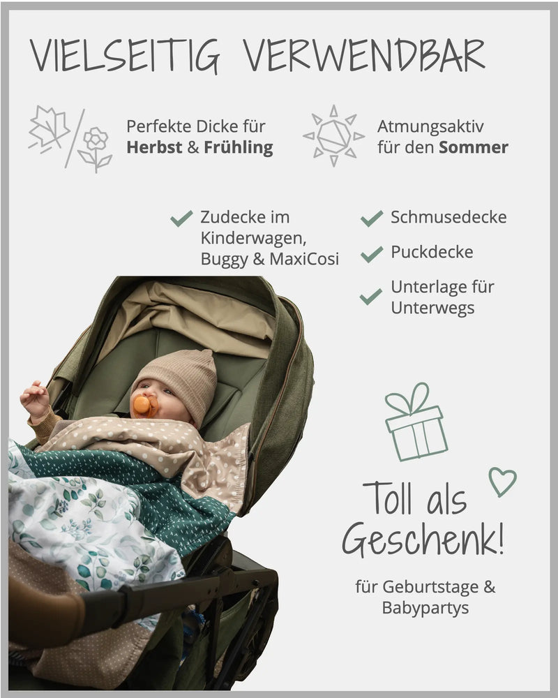 Babydecke Waldtiere Petrol-ULLENBOOM Baby