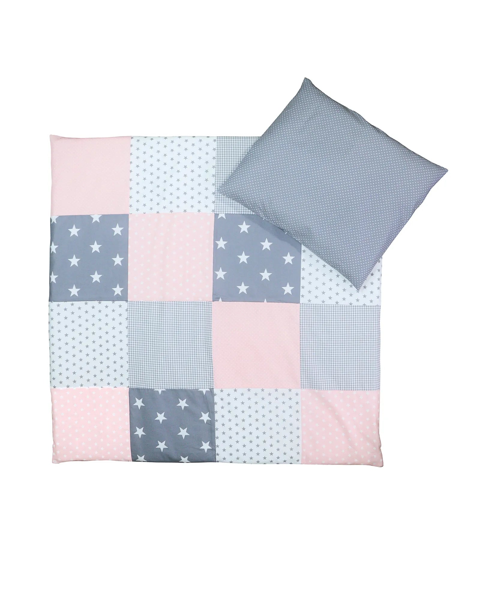 ullenboom-baby-bettwaesche-80x80-patchwork_rosa_grau_freisteller-ULLENBOOM Baby