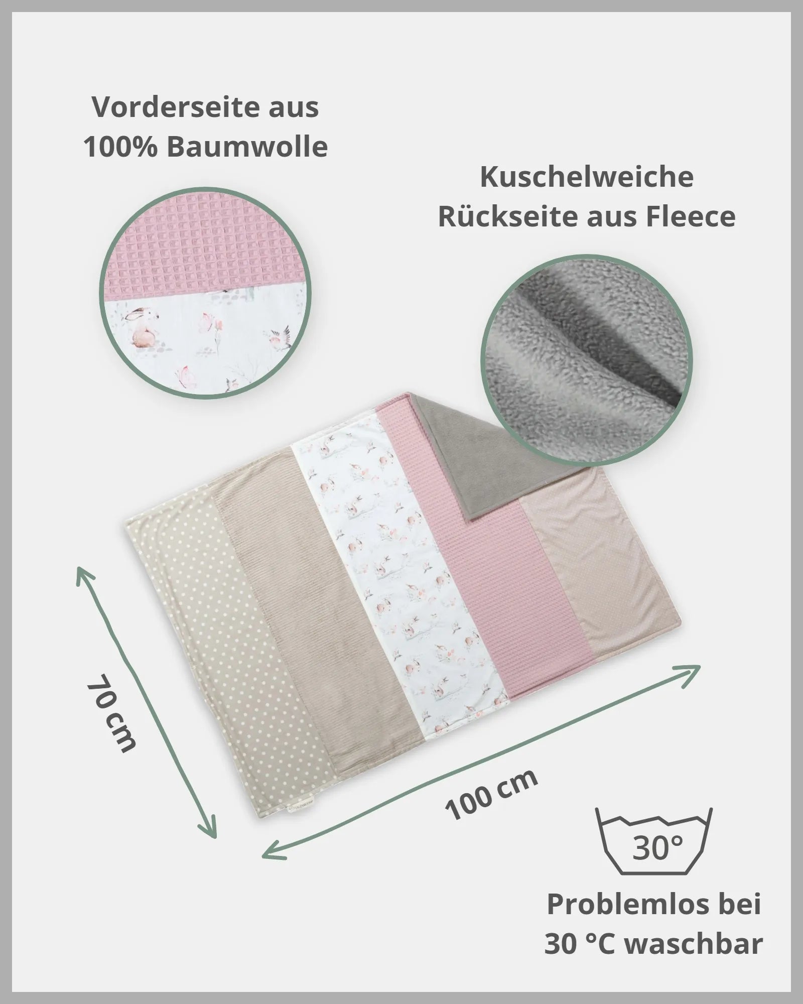 Babydecke MÄRCHENWALD-Babydecke, baumwolle, bio, kinderwagen, Märchenwald, NEU, Patchwork, Schlafen & Kuscheln, sommer, winter_ULLENBOOM® Baby