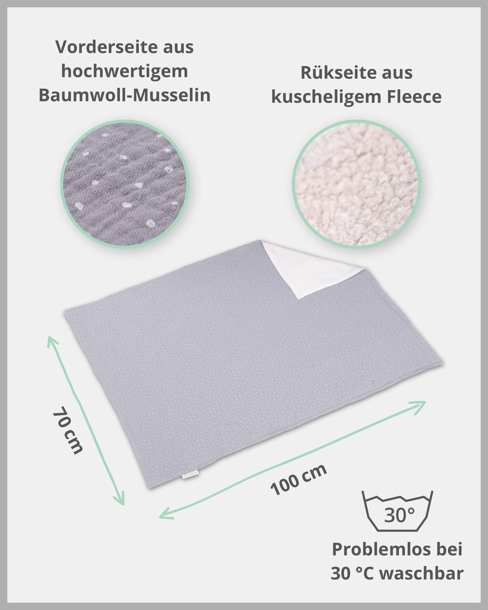 Babydecke Musselin Grau