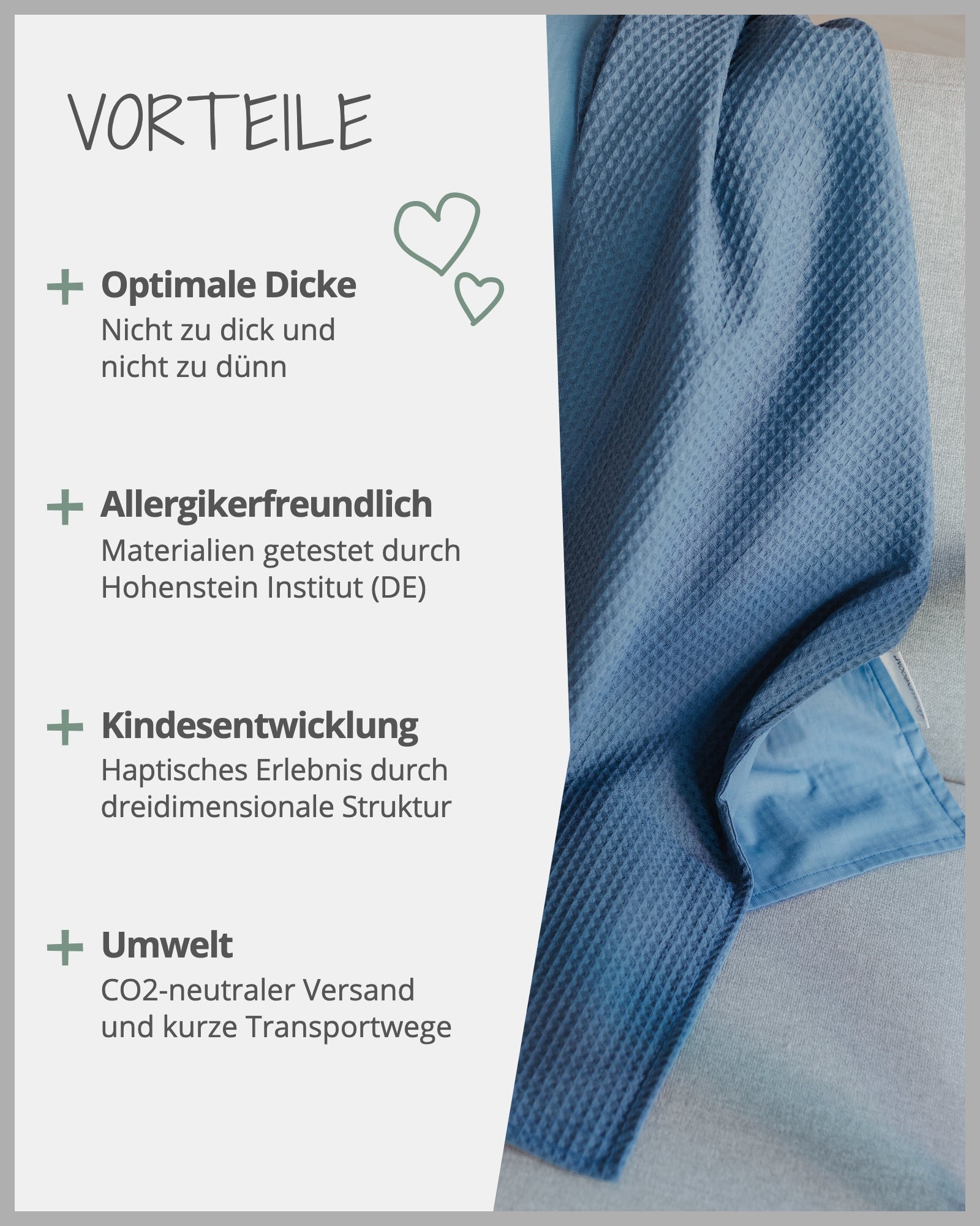 Babydecke Waffelpiqué BLAU-ULLENBOOM Baby