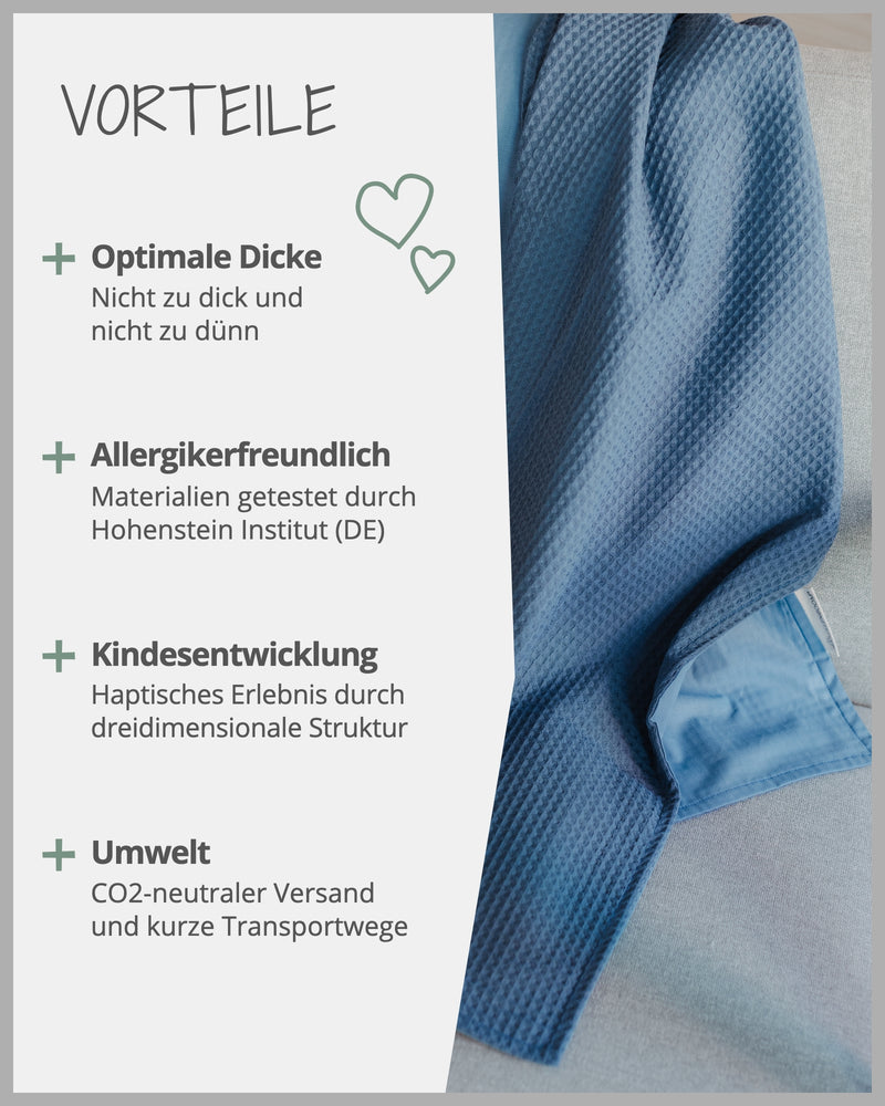 Babydecke Waffelpiqué Blau-ULLENBOOM Baby