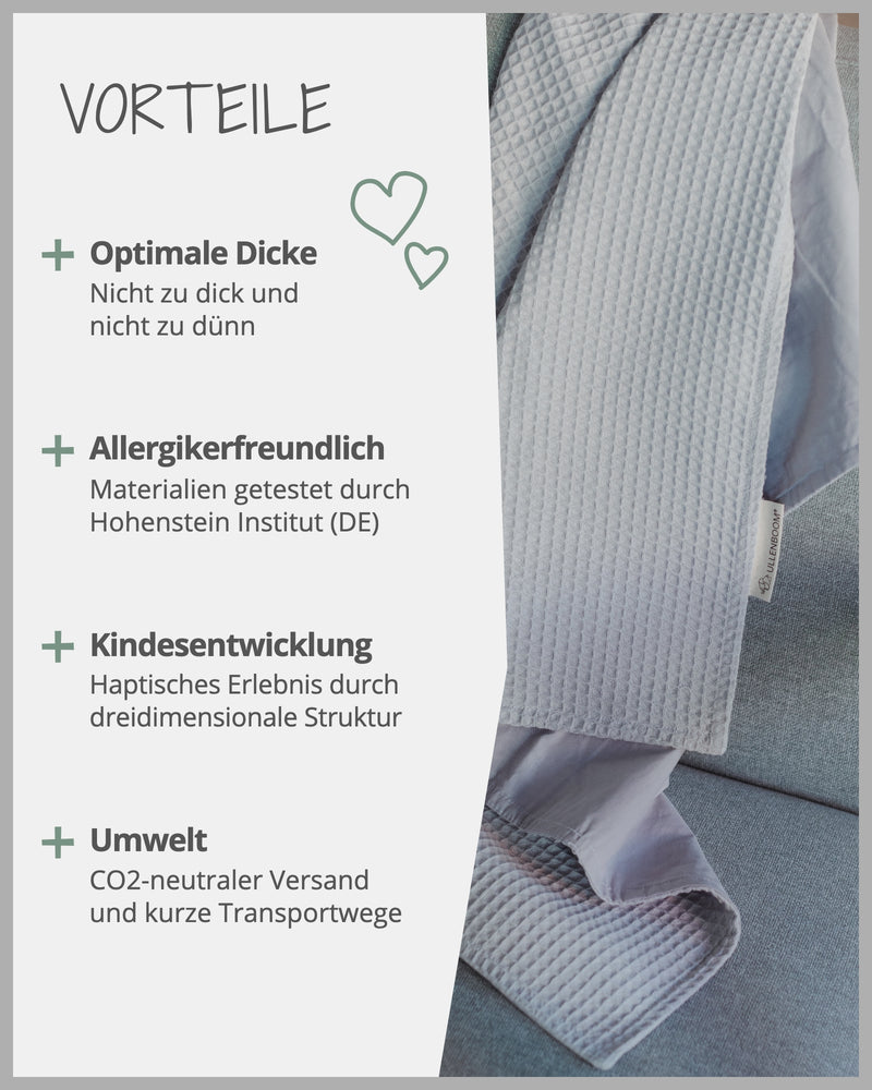 Babydecke Waffelpiqué Grau-ULLENBOOM Baby