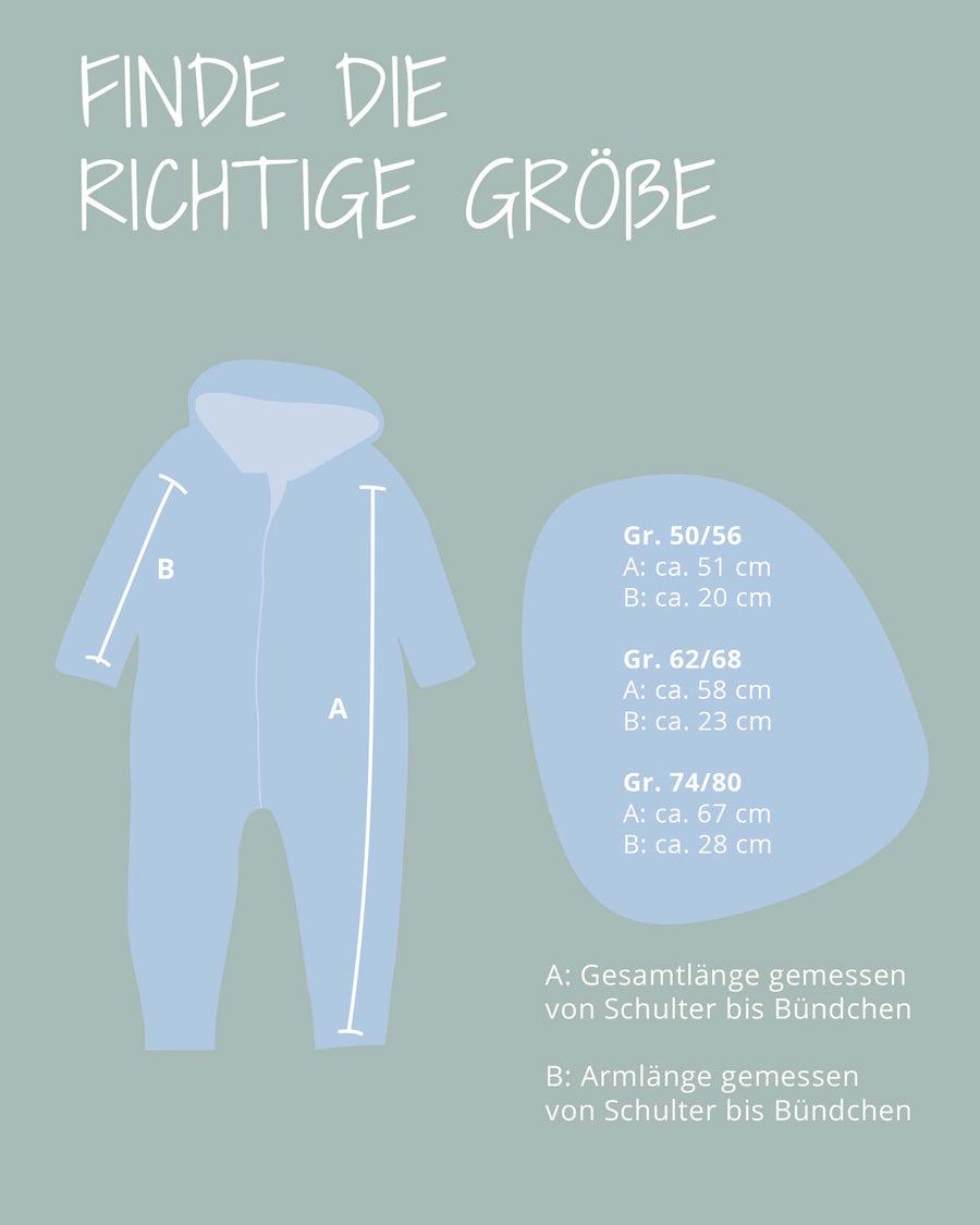 Größentabelle des ULLENBOOM Baumwoll-Fleece Overalls