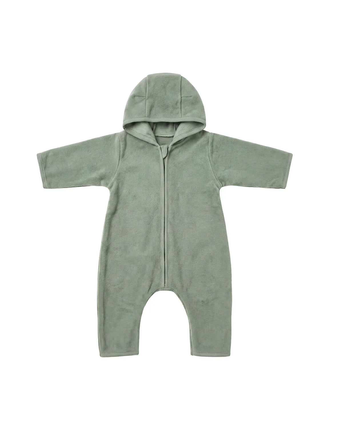 Baumwoll-Fleece Overall Eukalyptus Grün – Freisteller vorne