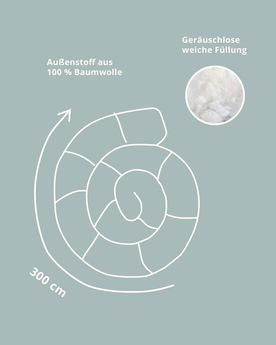 Bettschlange Blattliebe in 300 cm Länge, Außenstoff 100 % Baumwolle