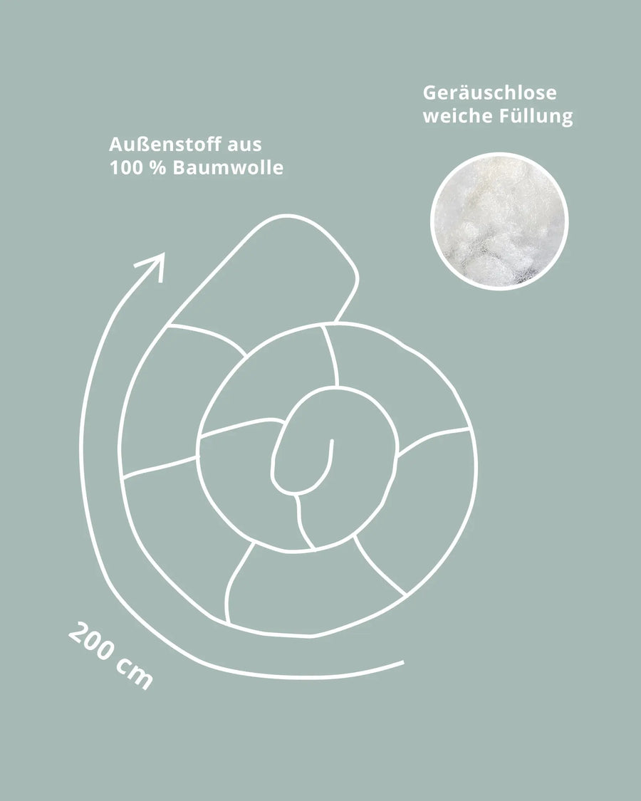 Bettschlange Safari in 200 cm Länge, Außenstoff 100 % Baumwolle