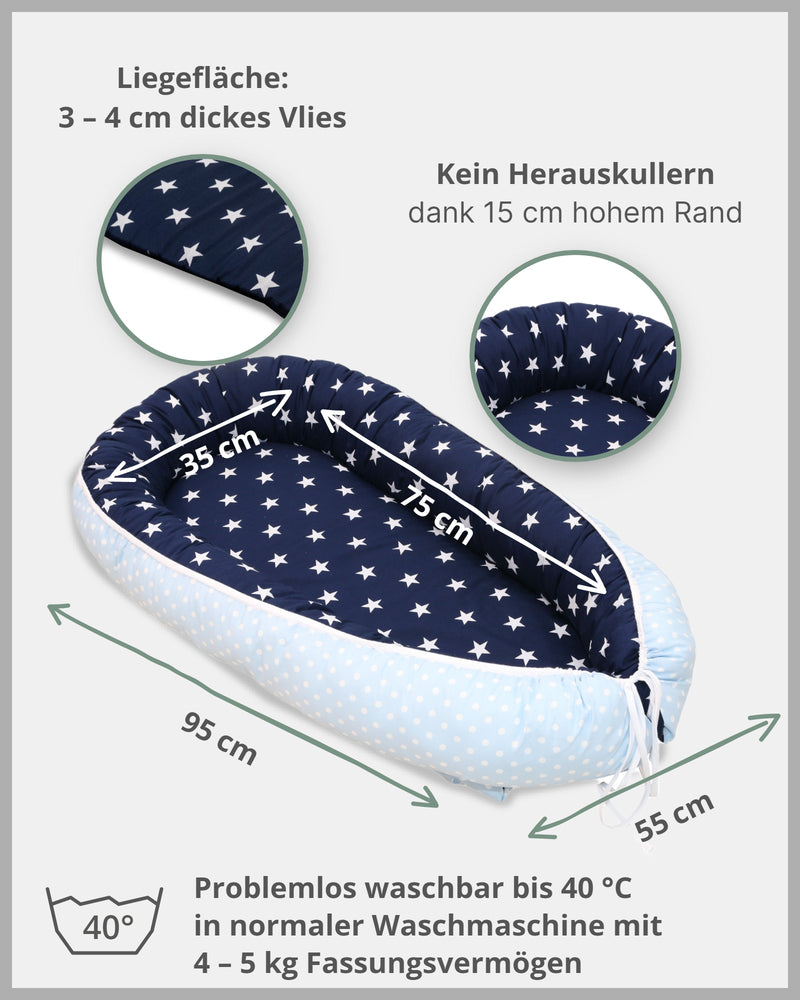 Babynest Blau Hellblau Grau-ULLENBOOM Baby