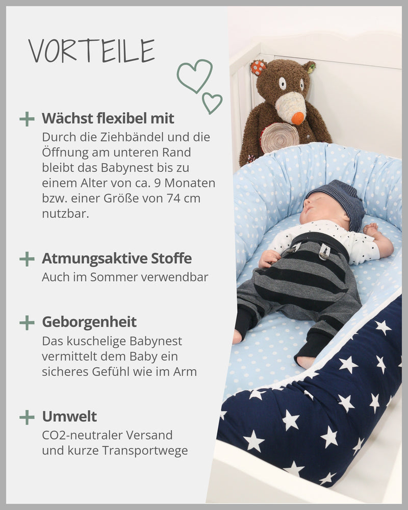 Babynest Blau Hellblau Grau-ULLENBOOM Baby