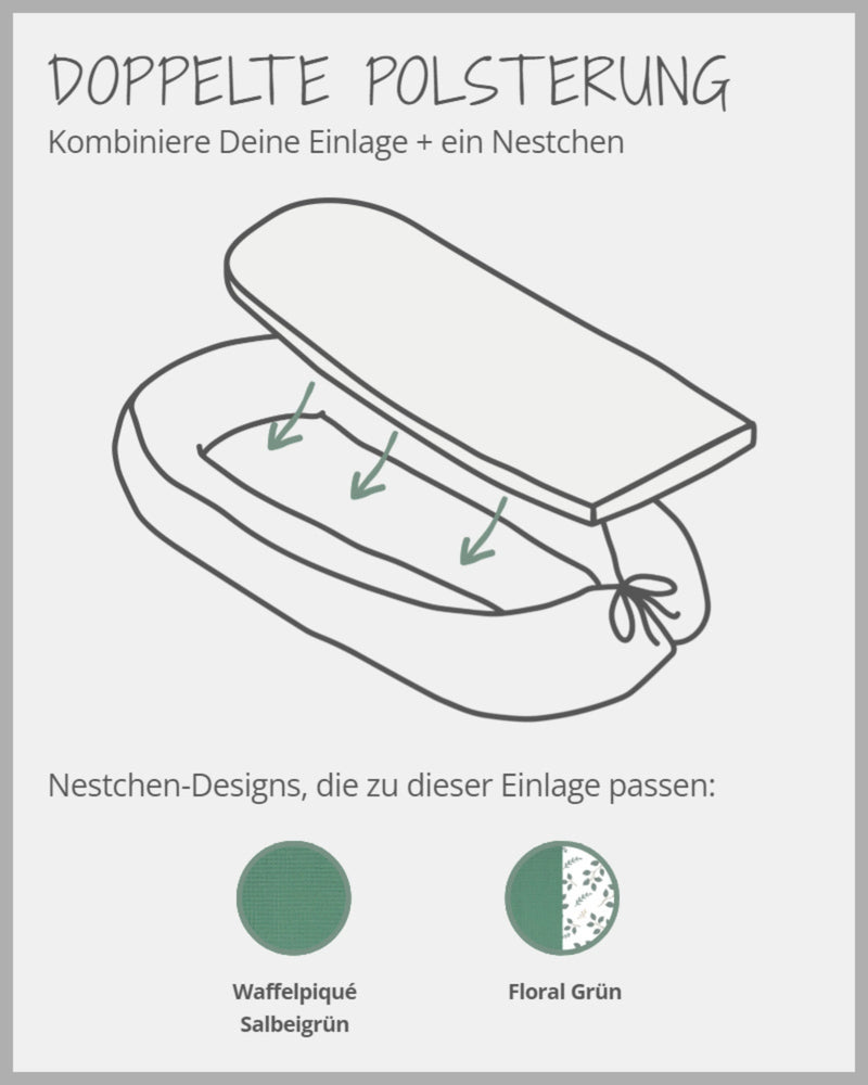 Babynest Zusatz-Polster FLORAL GRÜN-ULLENBOOM Baby