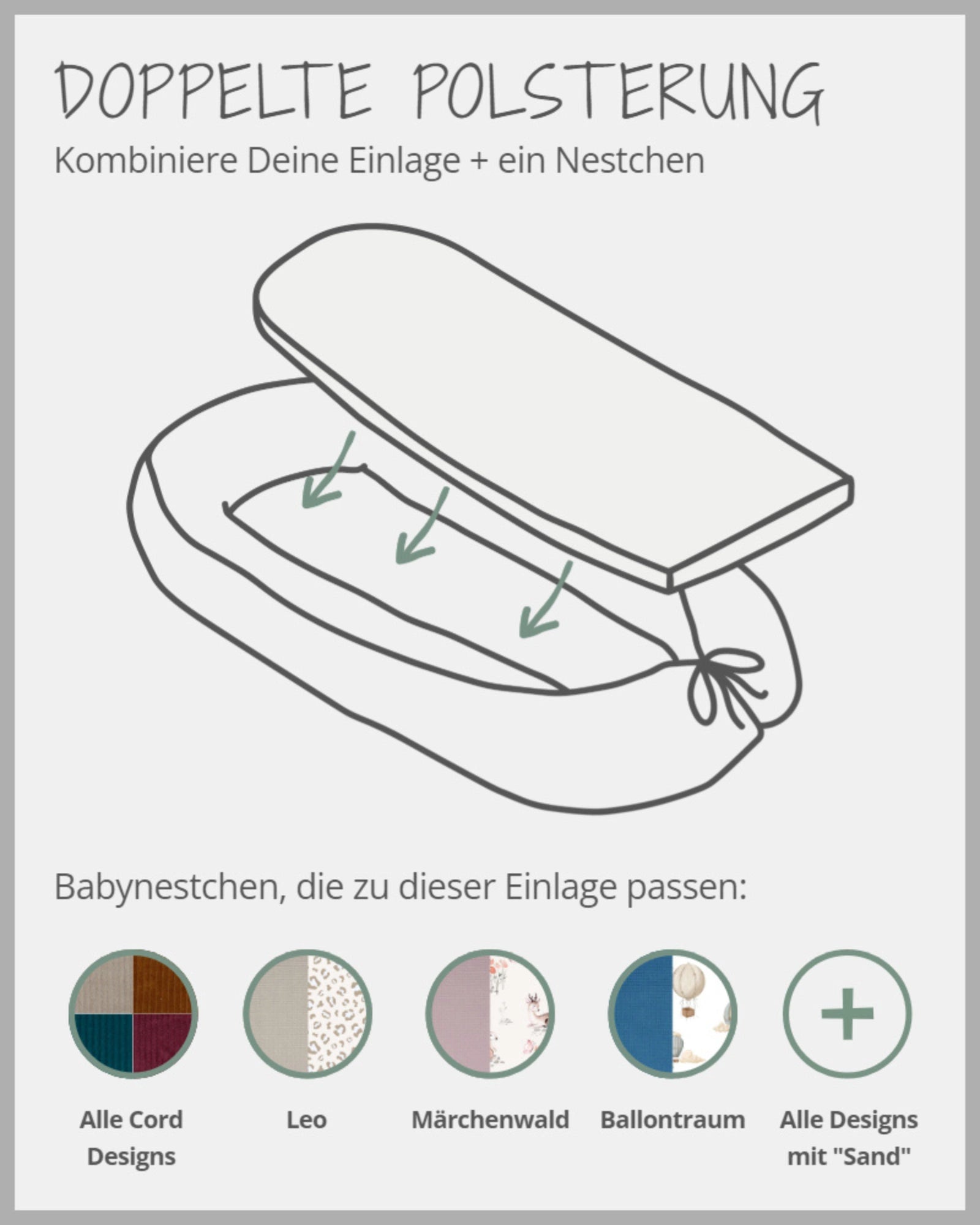 Babynest Zusatz-Polster Waffelpiqué SAND