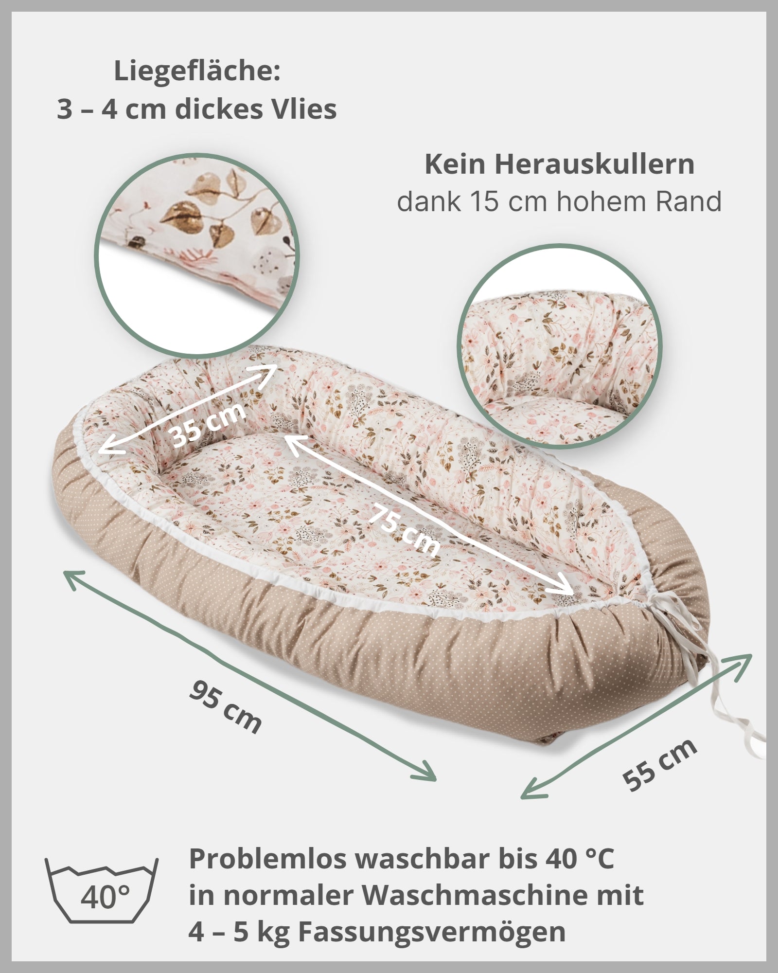 Babynest ROSA BLÜTEN