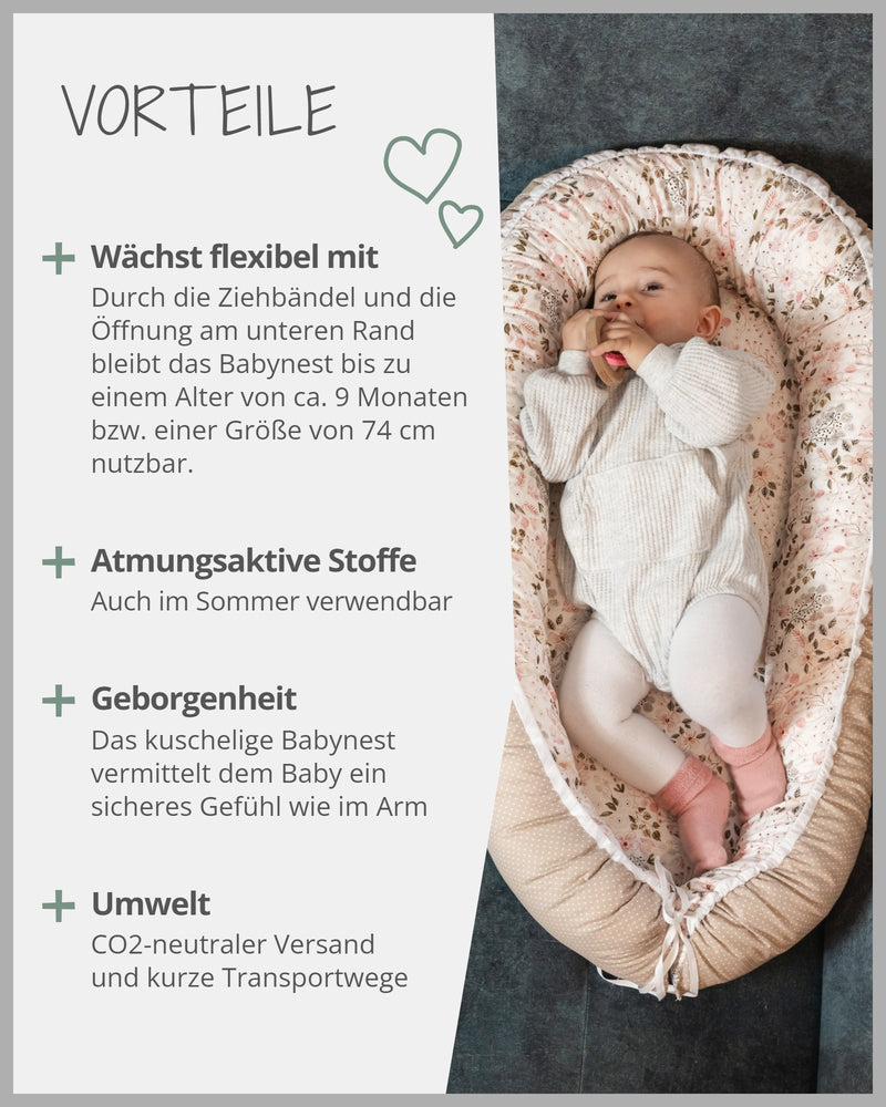Babynest ROSA BLÜTEN-ULLENBOOM Baby