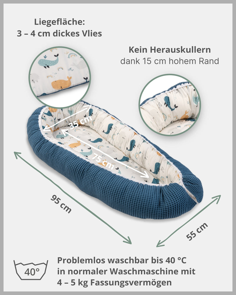 Babynest Blau Wale-ULLENBOOM Baby
