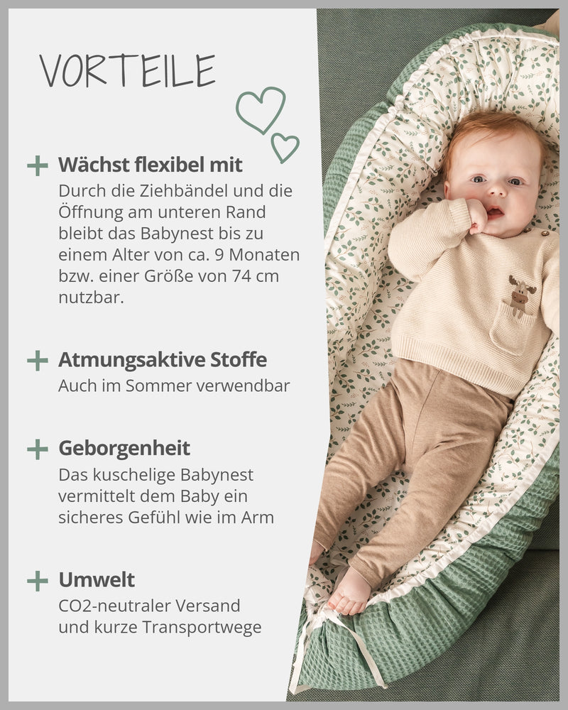 Babynest Floral Grün-ULLENBOOM Baby
