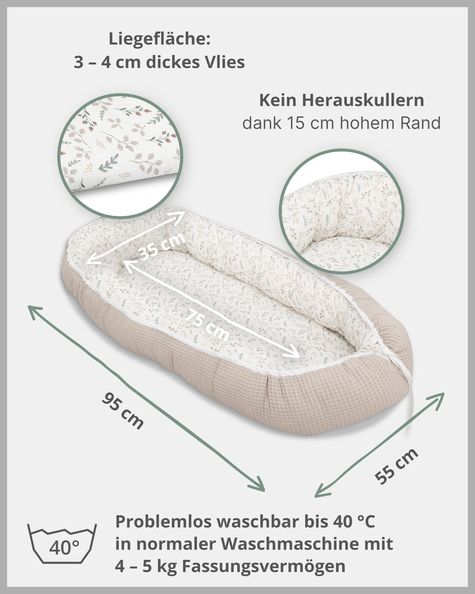 Babynest FLORAL SAND