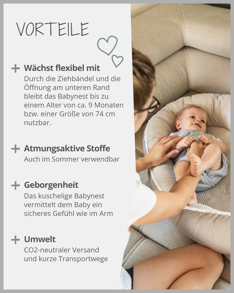 Babynest Waffelpiqué GRAU-ULLENBOOM Baby