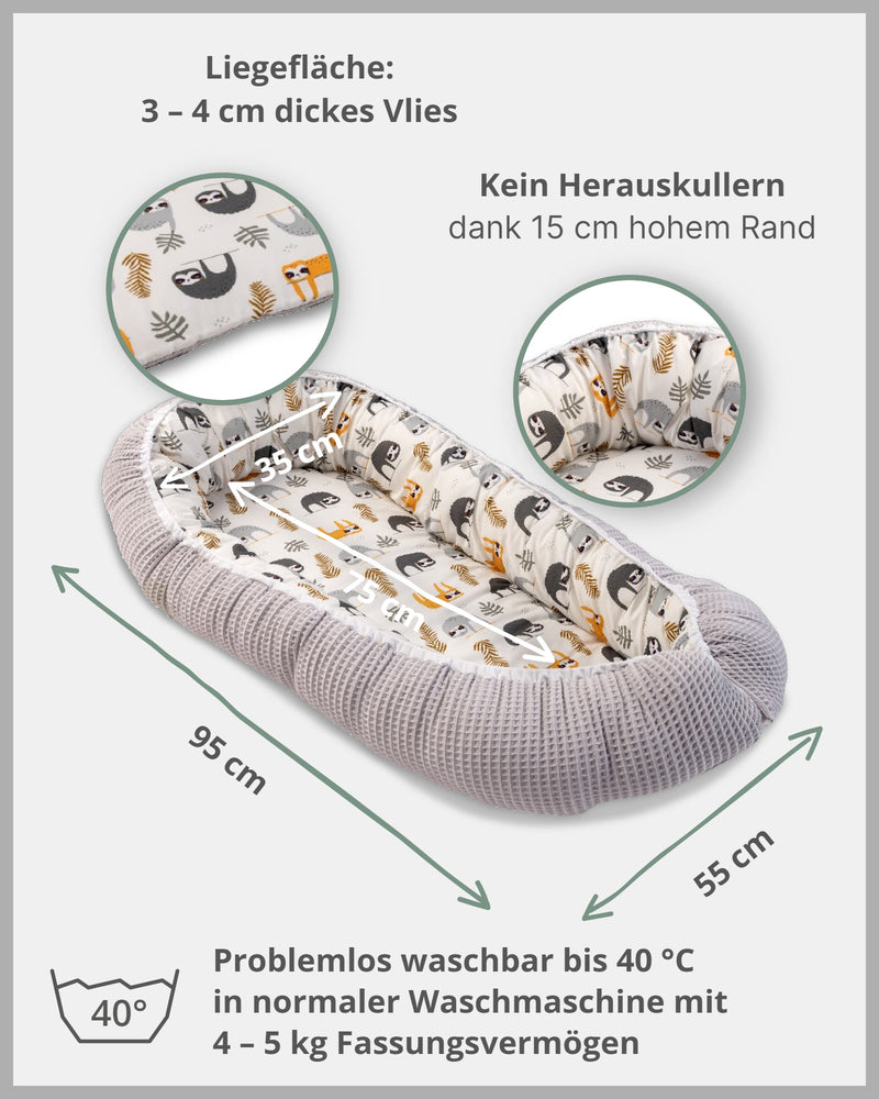 Babynest Grau Faultiere-ULLENBOOM Baby