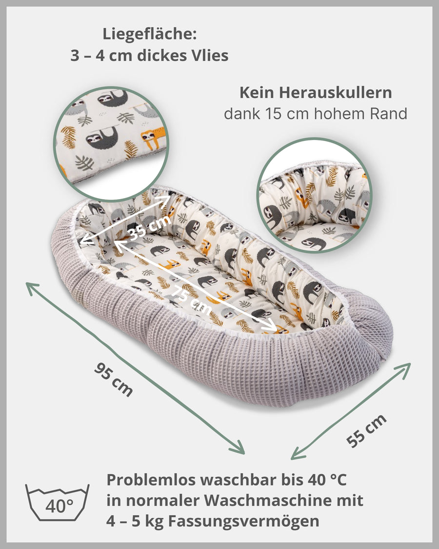 Babynest Grau Faultiere-ULLENBOOM Baby