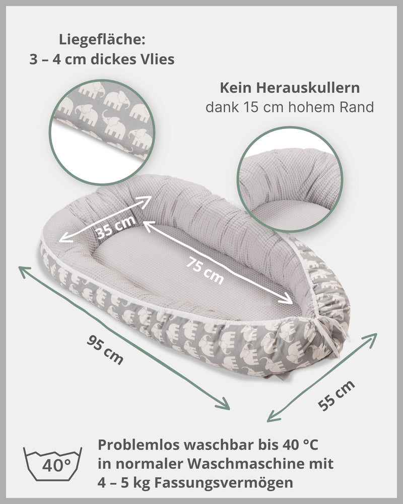 Babynest GRAU ELEFANT-ULLENBOOM Baby