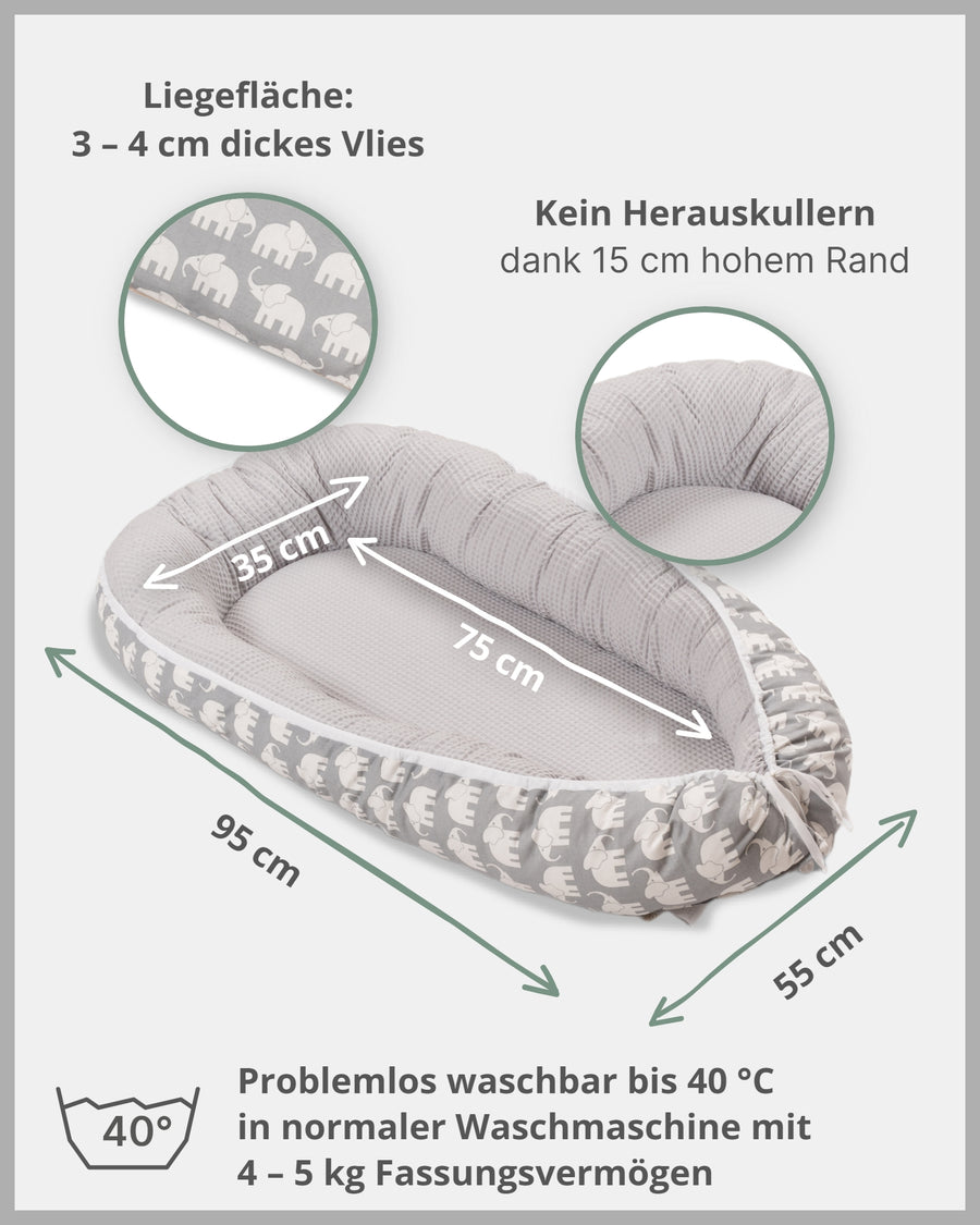 Babynest GRAU ELEFANT-ULLENBOOM Baby