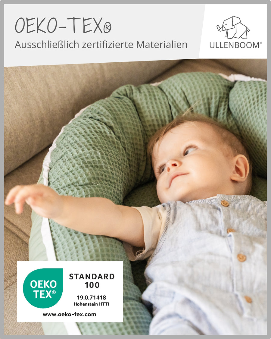 Babynest Waffelpiqué Salbeigrün-ULLENBOOM Baby