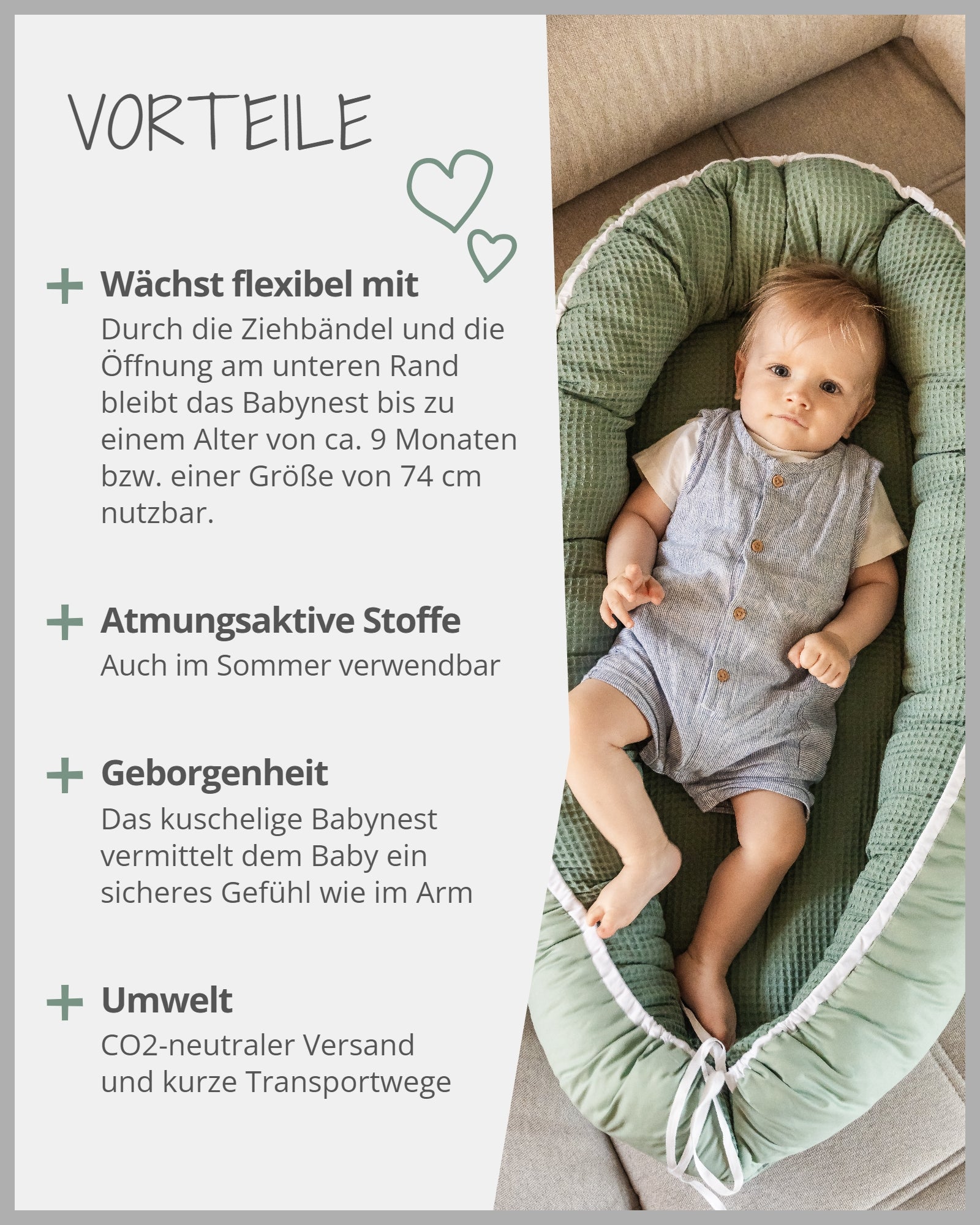 Babynest Waffelpiqué SALBEIGRÜN-ULLENBOOM Baby