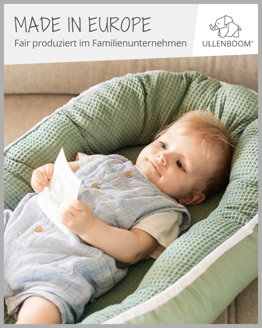 Babynest Waffelpiqué Salbeigrün-ULLENBOOM Baby