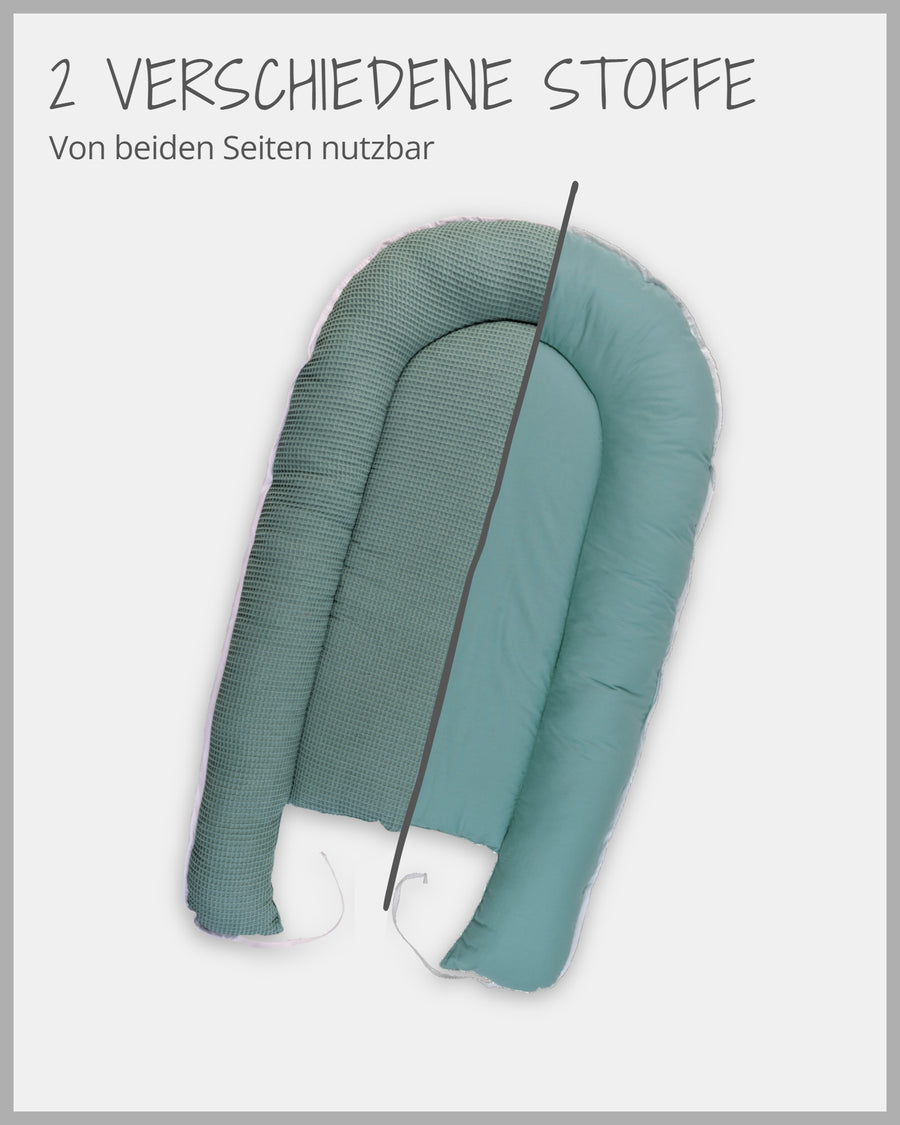 Babynest Waffelpiqué Salbeigrün-ULLENBOOM Baby