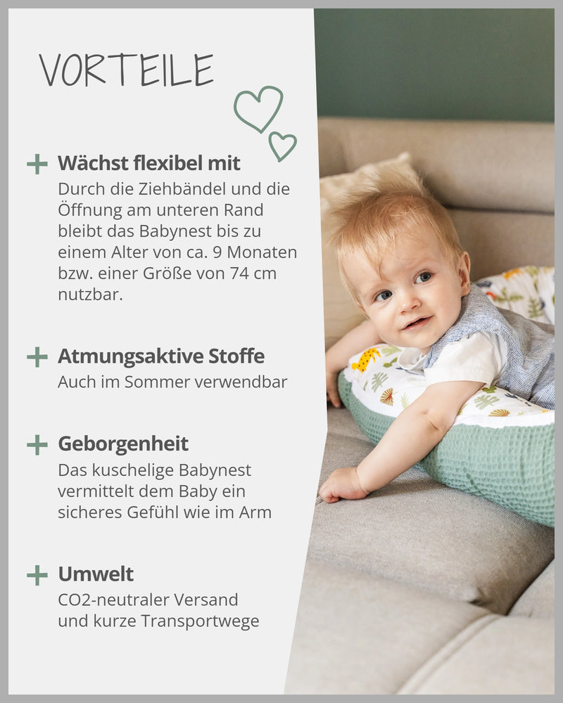 Babynest Salbeigrün Regenwald-ULLENBOOM Baby