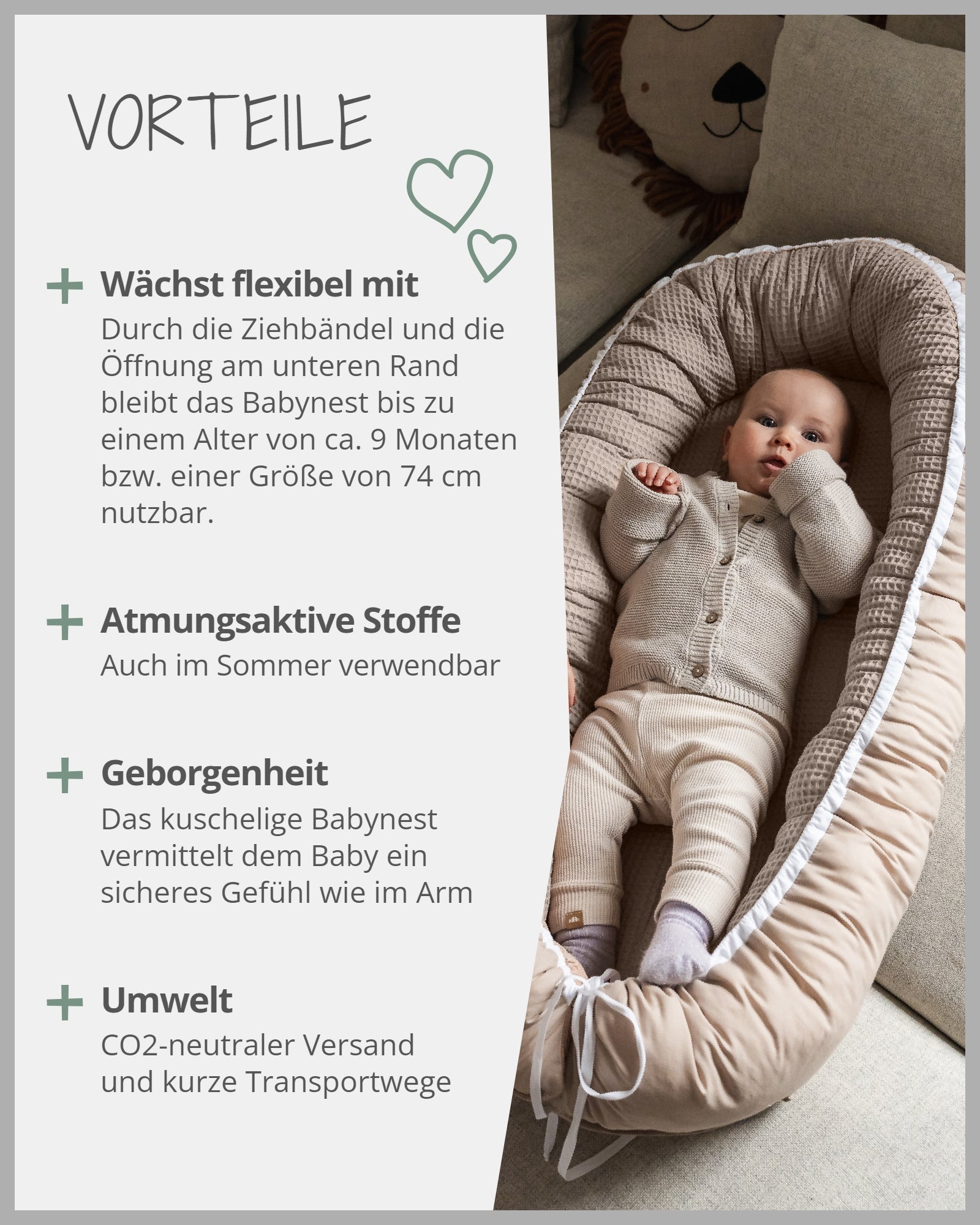 Babynest Waffelpiqué SAND