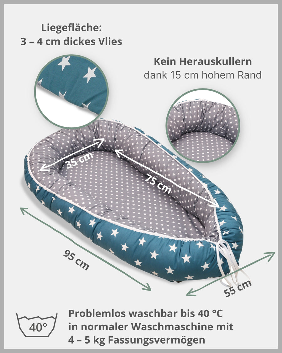 Babynest Waldtiere Petrol-ULLENBOOM Baby