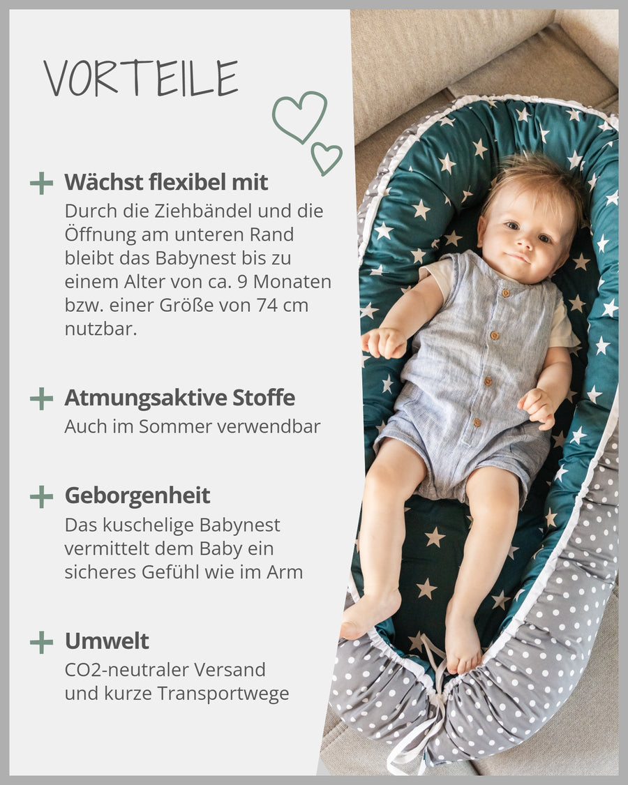Babynest Waldtiere Petrol-ULLENBOOM Baby