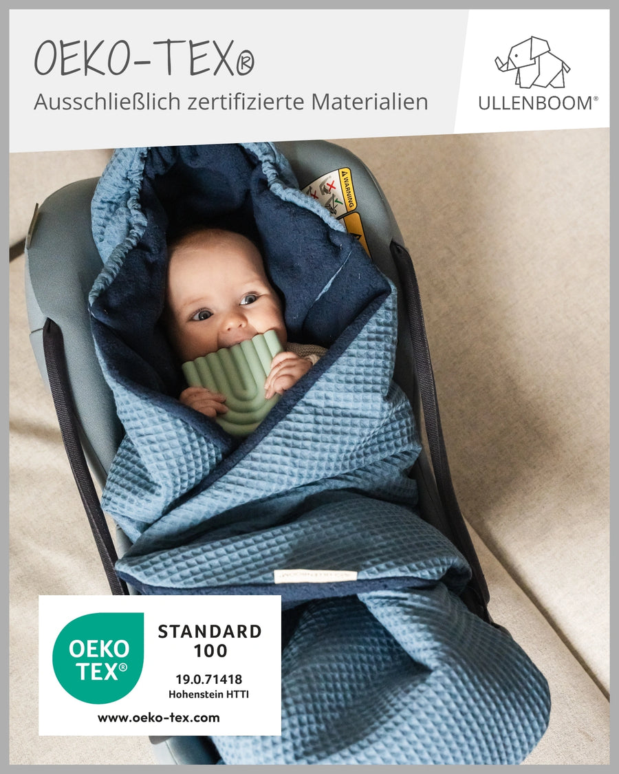Einschlagdecke Waffelpiqué Blau-ULLENBOOM Baby