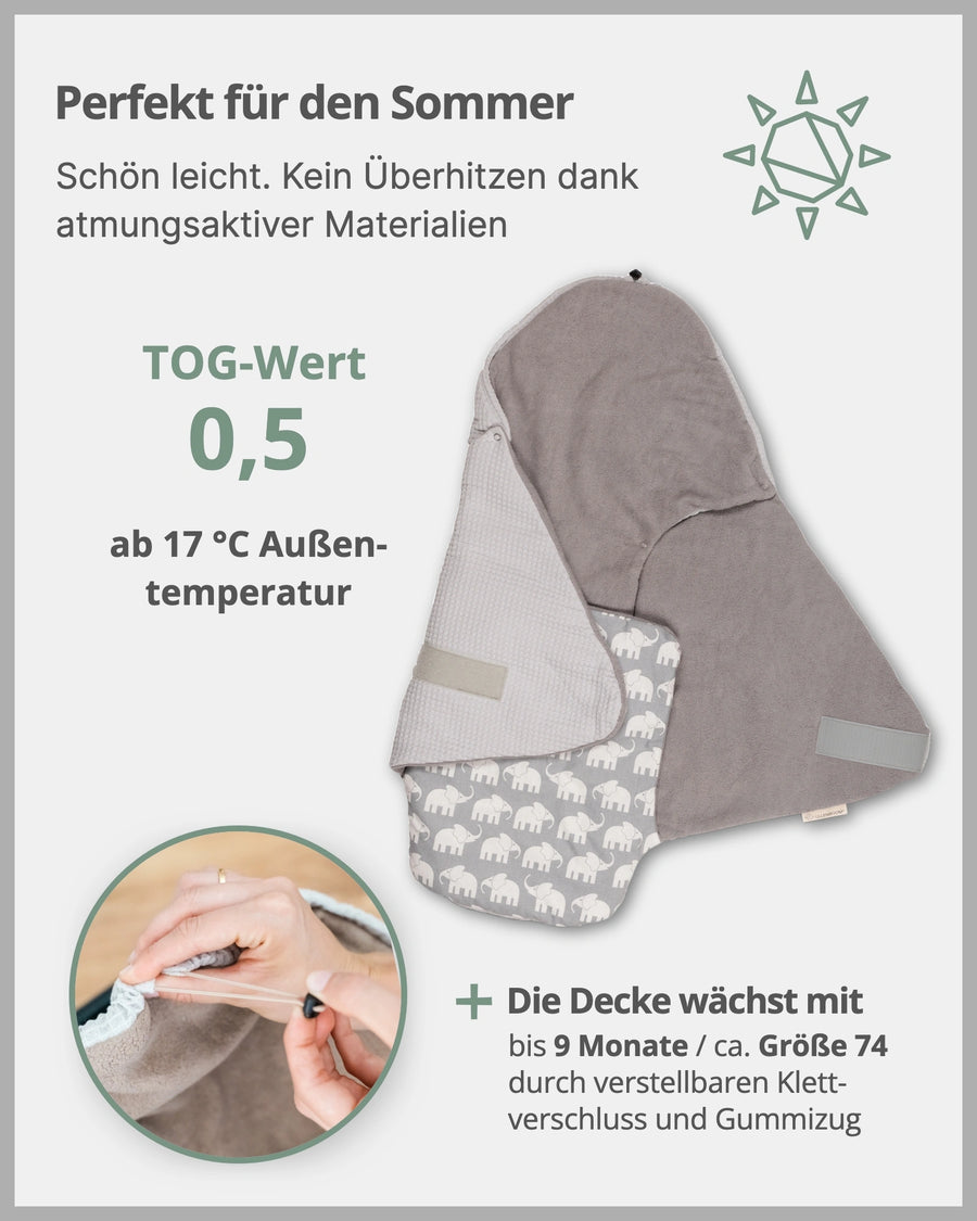 Einschlagdecke GRAU ELEFANT-ULLENBOOM Baby