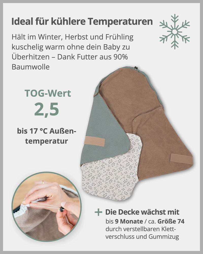 Einschlagdecke Floral Grün-ULLENBOOM Baby