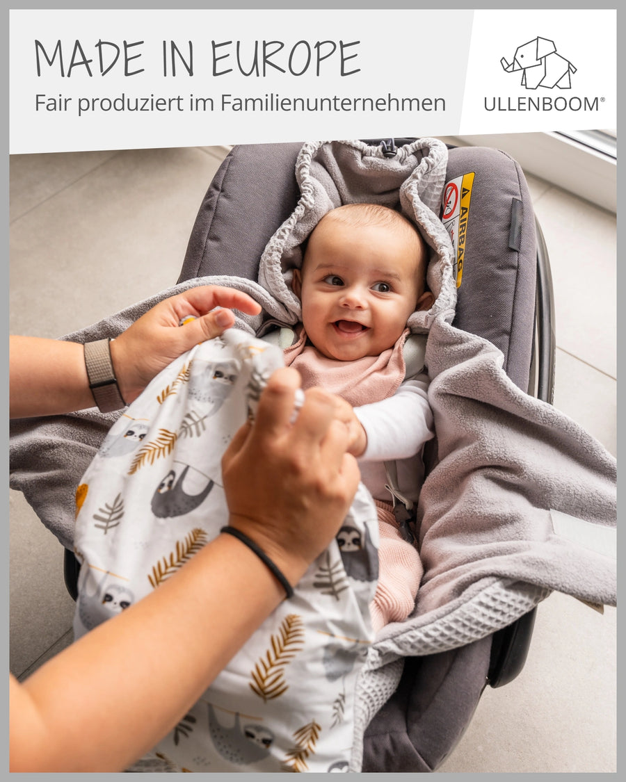 Einschlagdecke Grau Faultiere-ULLENBOOM Baby