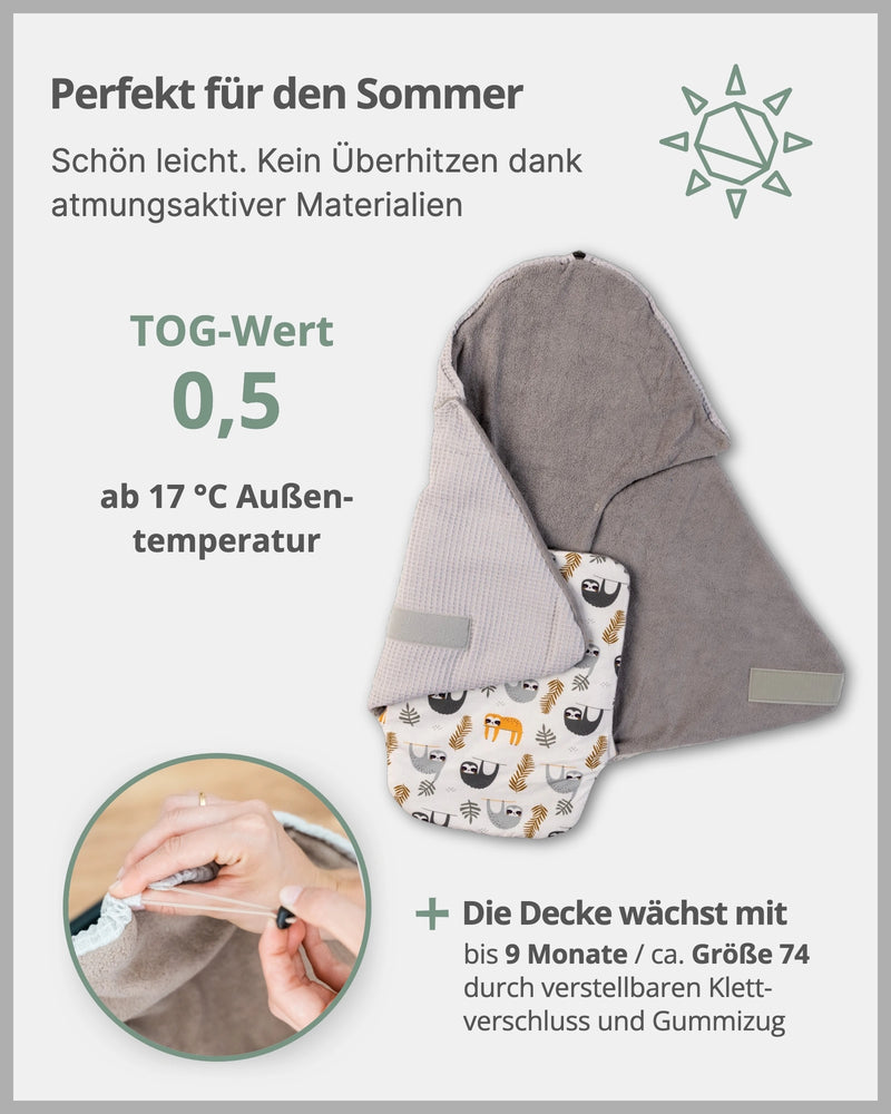 Einschlagdecke Grau Faultiere-ULLENBOOM Baby