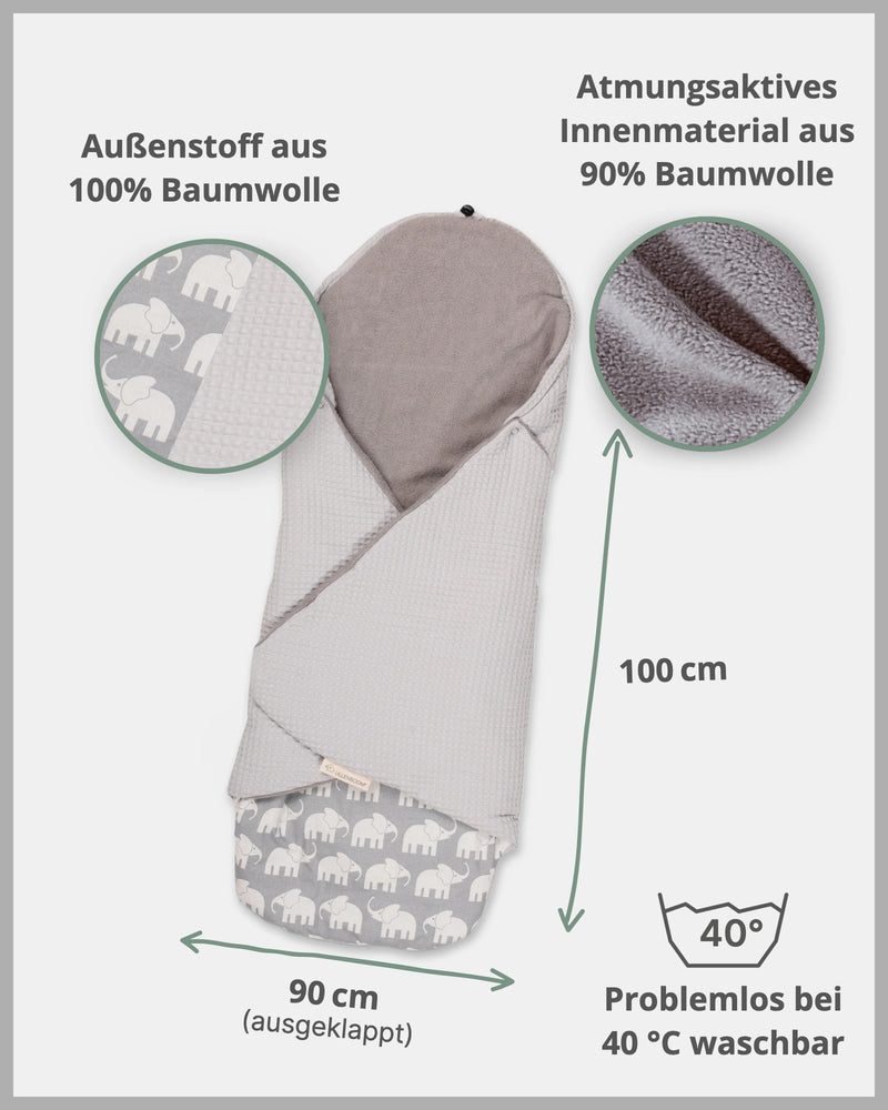 Einschlagdecke GRAU ELEFANT-ULLENBOOM Baby