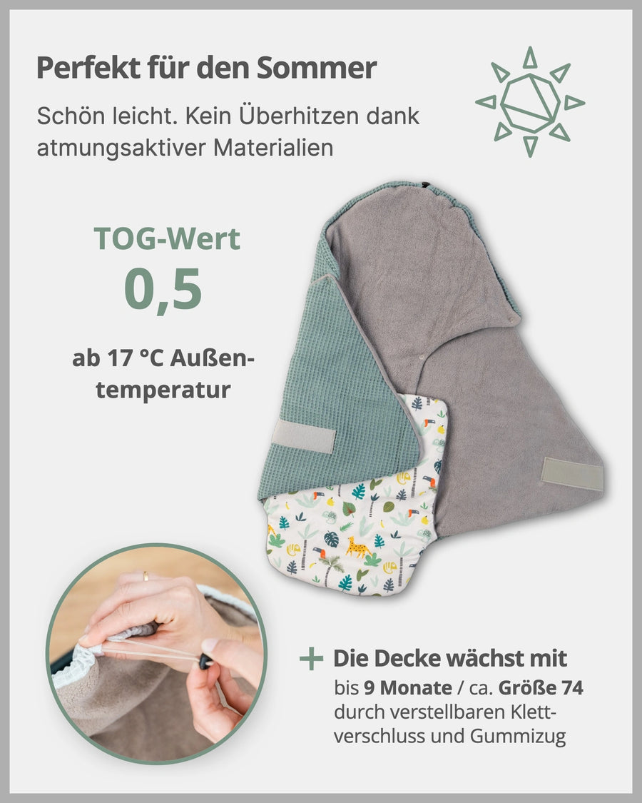 Einschlagdecke Salbeigrün Regenwald-ULLENBOOM Baby