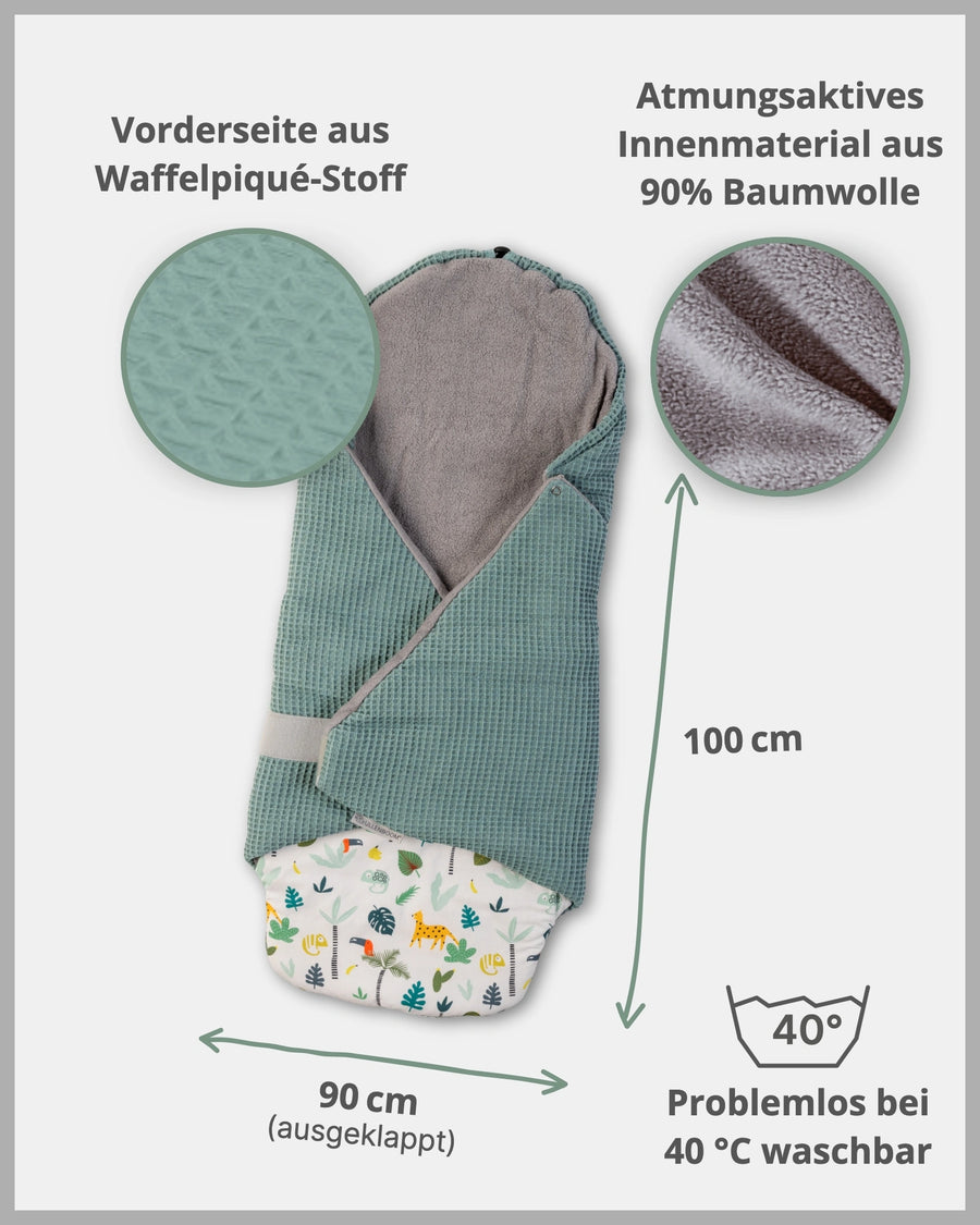 Einschlagdecke Salbeigrün Regenwald-ULLENBOOM Baby